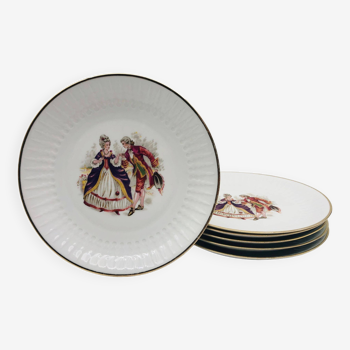 Set of 6 “Chauvigny FD” porcelain dinner plates