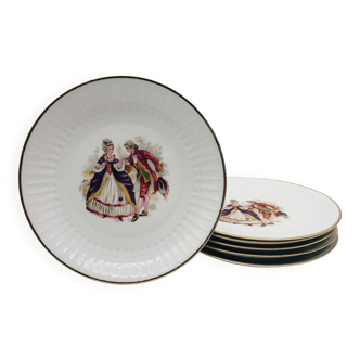 Set of 6 “Chauvigny FD” porcelain dinner plates