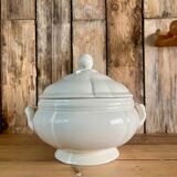 White iron earth soup tureen Sarreguemines
