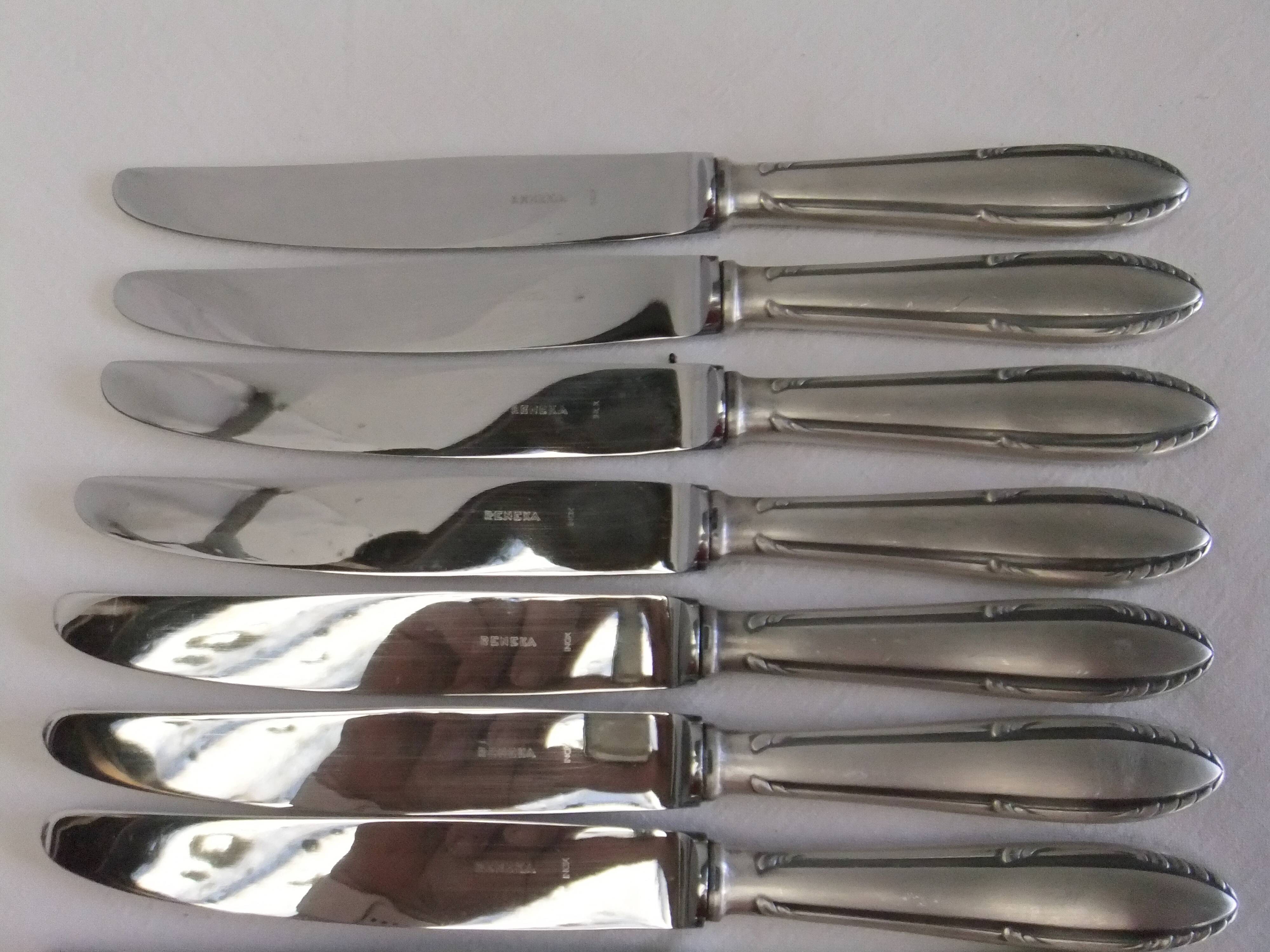 Reneka silver metal knives stainless steel blade filet service cutlery