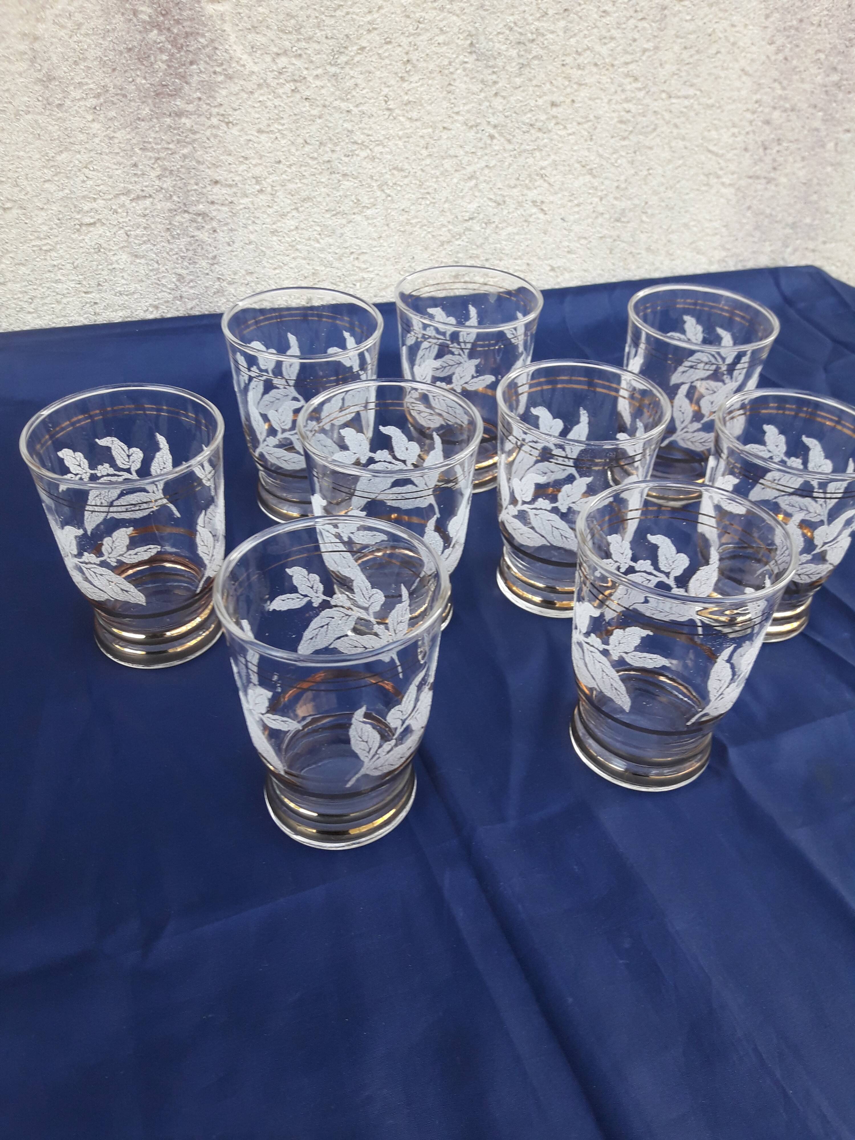 9 granite glasses and golden eder glasses H 9 cm