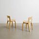Paire de chaises pour enfant en bois N65 par Alvar Aalto, Finlande années 1990