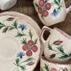 Coffee cups and saucers in Desvres earthenware.