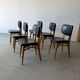 Set of 6 Scandinavian design chairs in solid beech and black Skai.