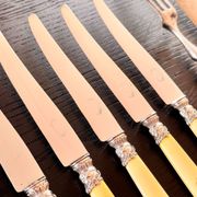12 Robert Linzeler knives and leg of lamb set for Jules Piault Paris