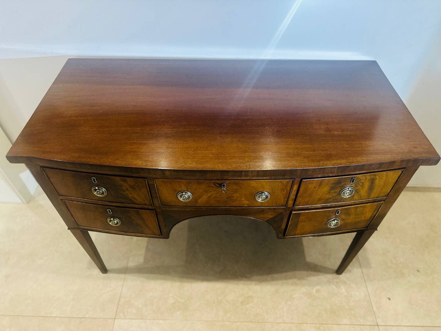 Sheraton flamed mahogany serving trolley, late 18th century