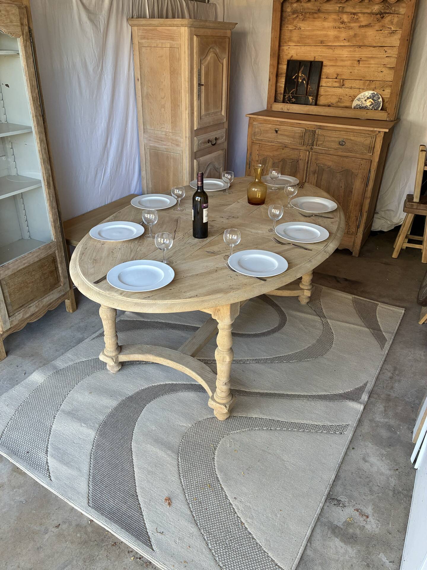 Table de ferme en chêne massif avec rallonges 