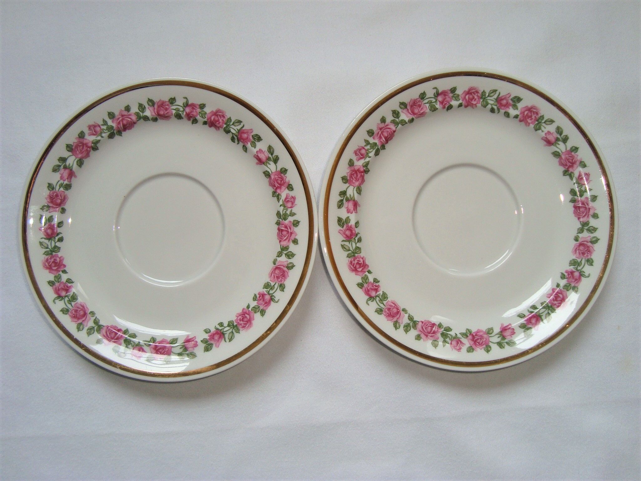 Tea Cups + Saucers Porcelain Pillivuyt White Small Pink Flowers