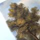 Antique painting signed "Percy" - House by the pond - oil on canvas