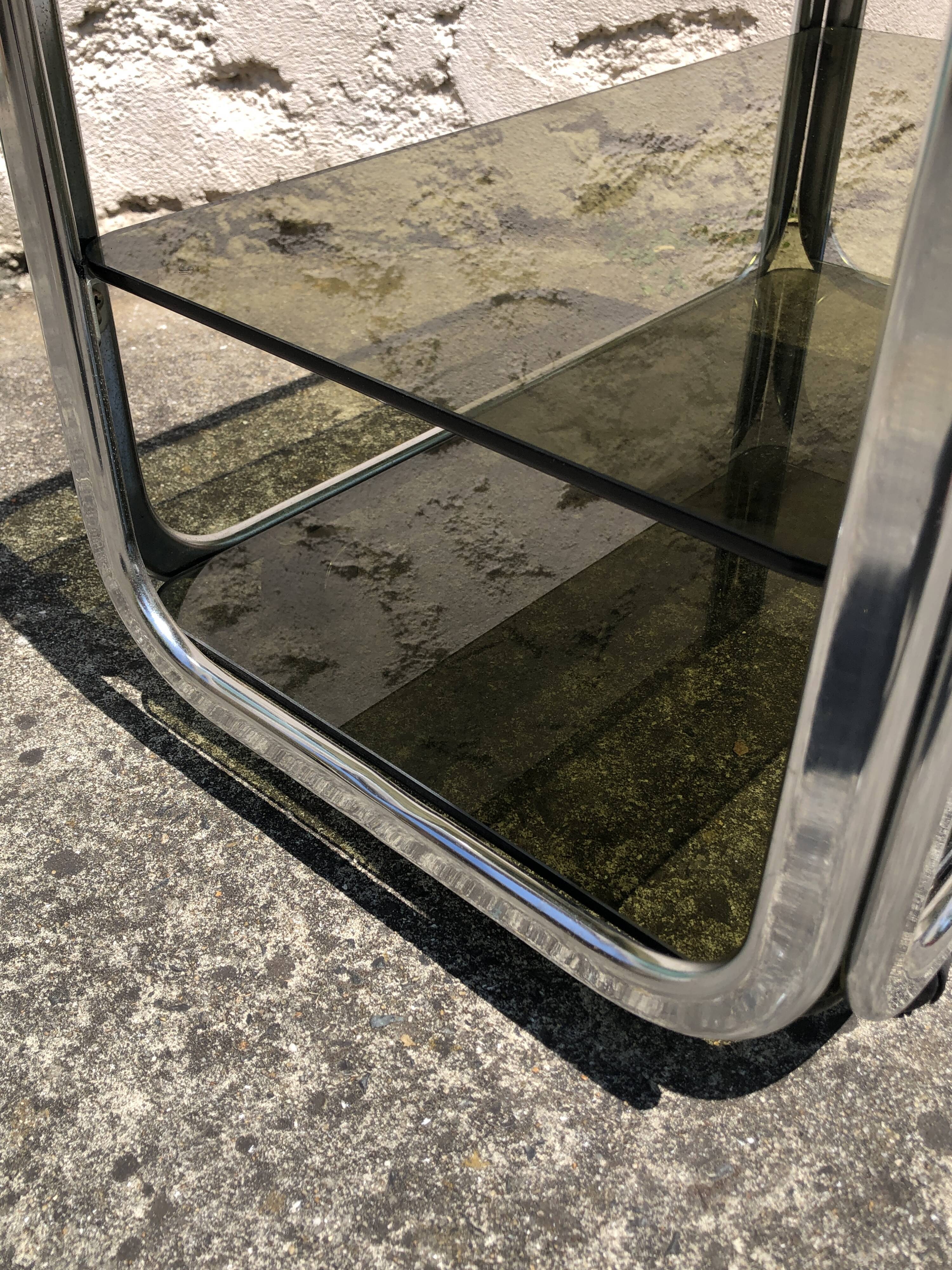 Chrome furniture and smoked glass 1970