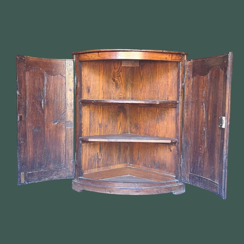 Pair of antique quarter-round corner cabinets in solid wood – Louis XV style