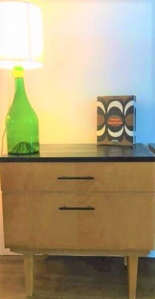 Pair of vintage compass foot bedside tables, 1960