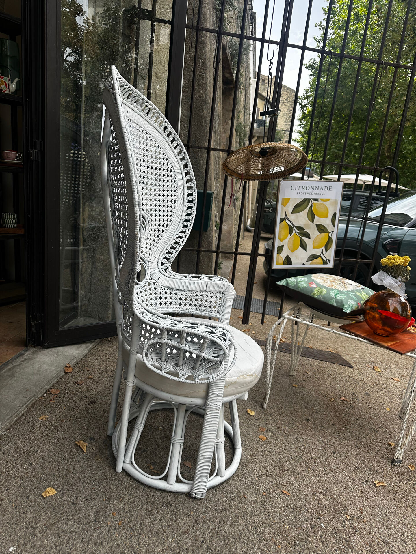Emmanuelle armchair, peacock tail in rattan
