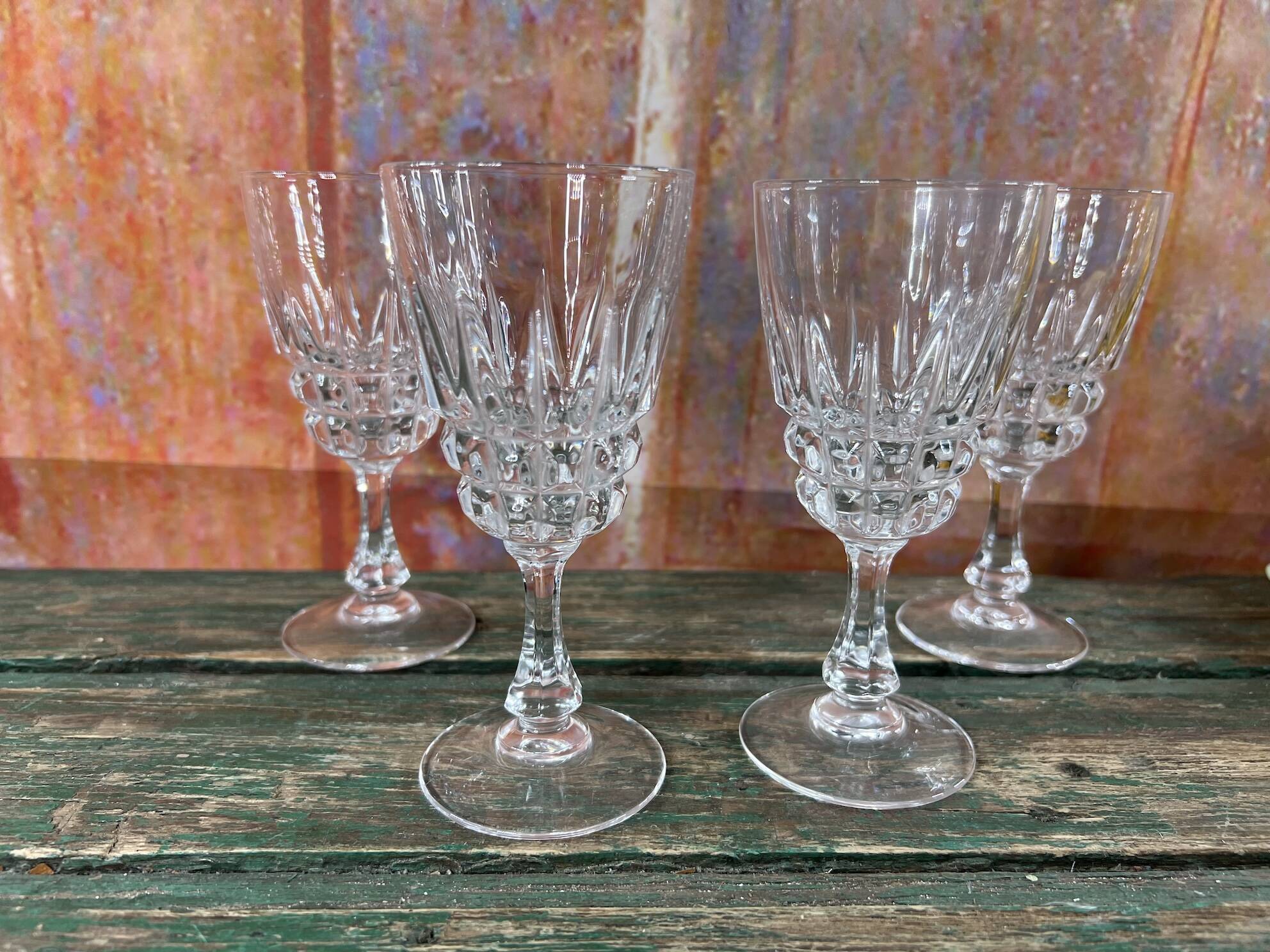 Set of 4 Cristal d'Arques Pompadour wine glasses height 13cm