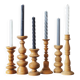 Scandinavian Wooden Candleholders, Set of 6