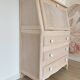 Antique donkey back secretary, white patina with a ceruse effect