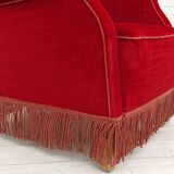 1960s, danish high back vintage armchair in cherry-red velour