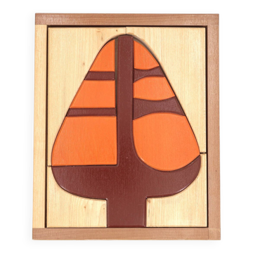 Puzzle graphique en bois " arbre ", années 70