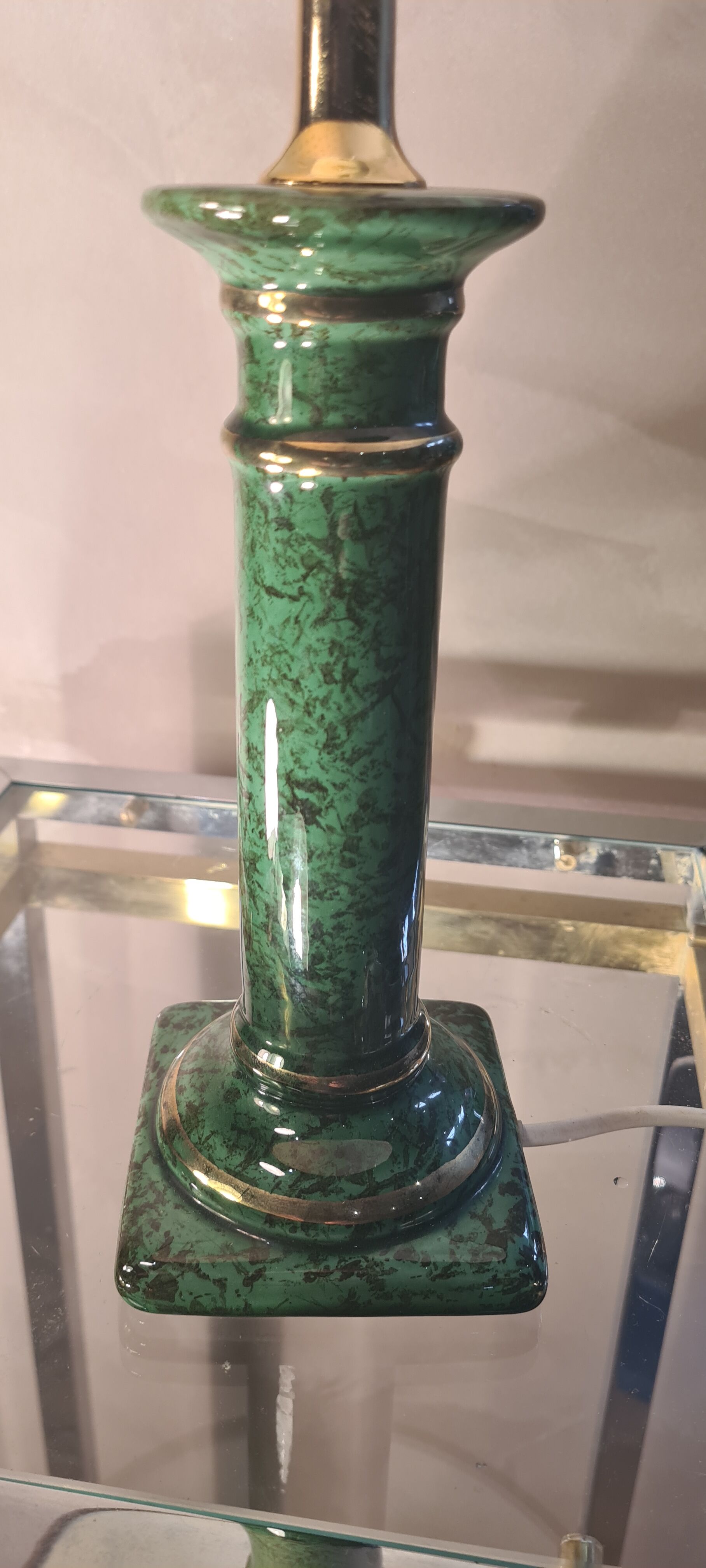 Vet marbled and glazed ceramic lamp 1970 to 80, 43x25