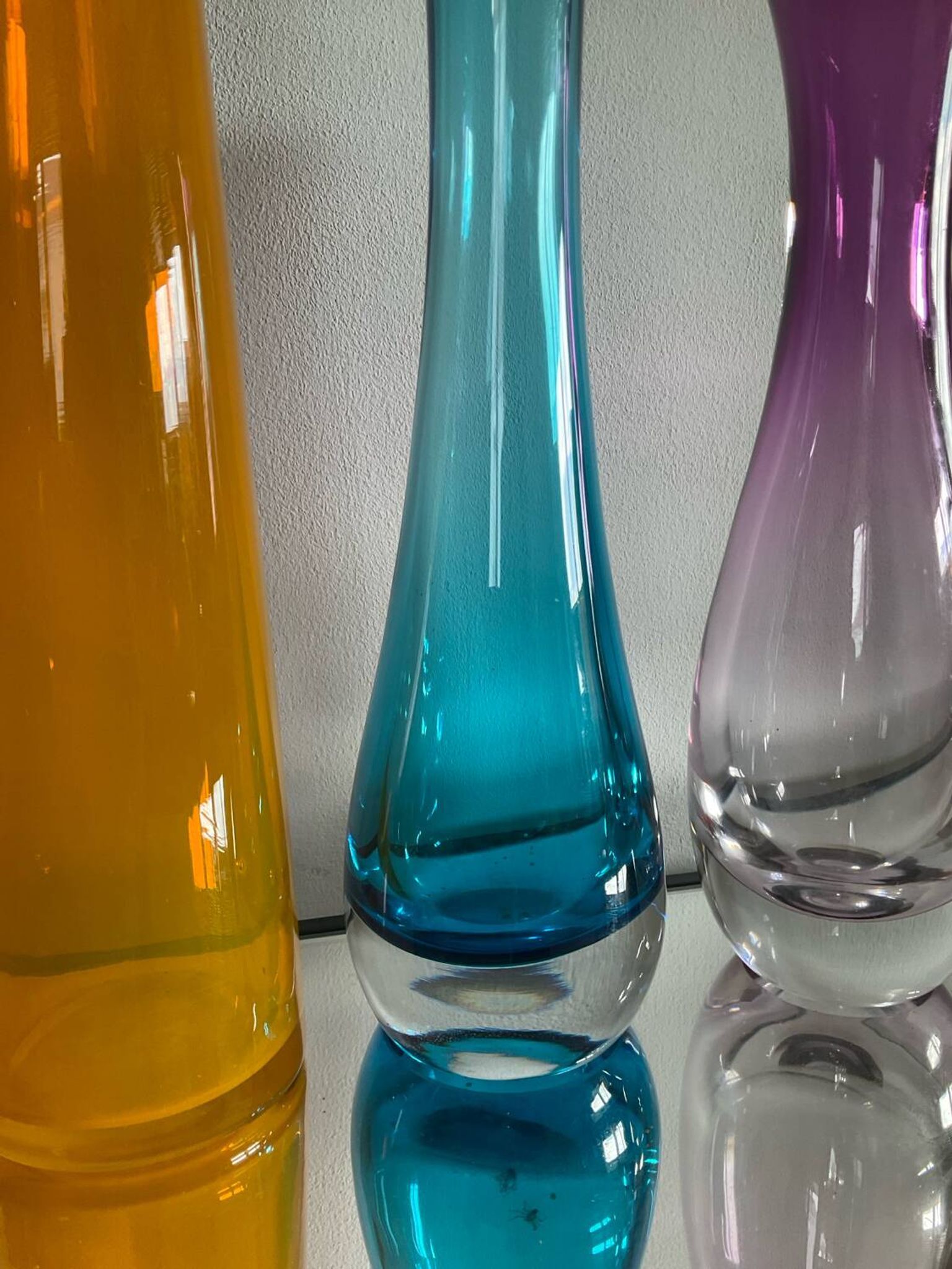 Set of 3 vintage glass paste vases