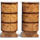 Pair of Art Deco bedside tables in beech, rosewood & elm burl.