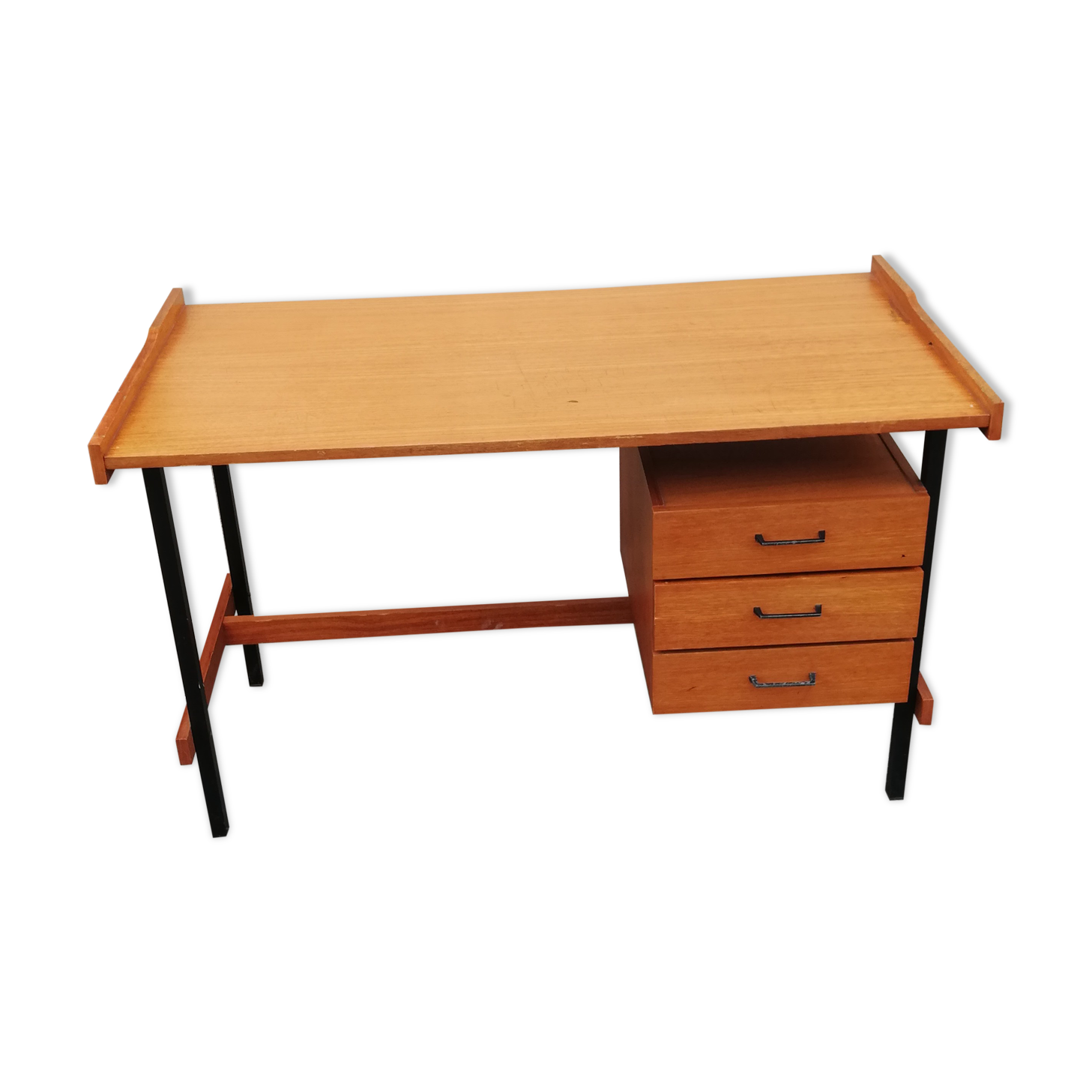 Bureau vintage métal et caisson bois