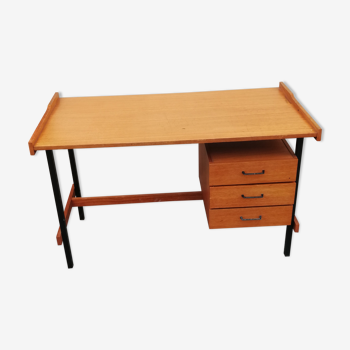 Bureau vintage métal et caisson bois