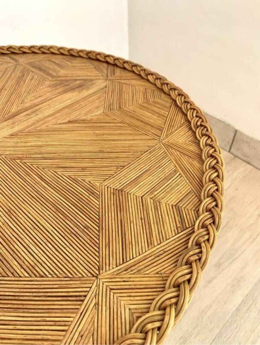 1950s side table with straw marquetry