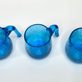 3 cups of ocean blue bubbled glass