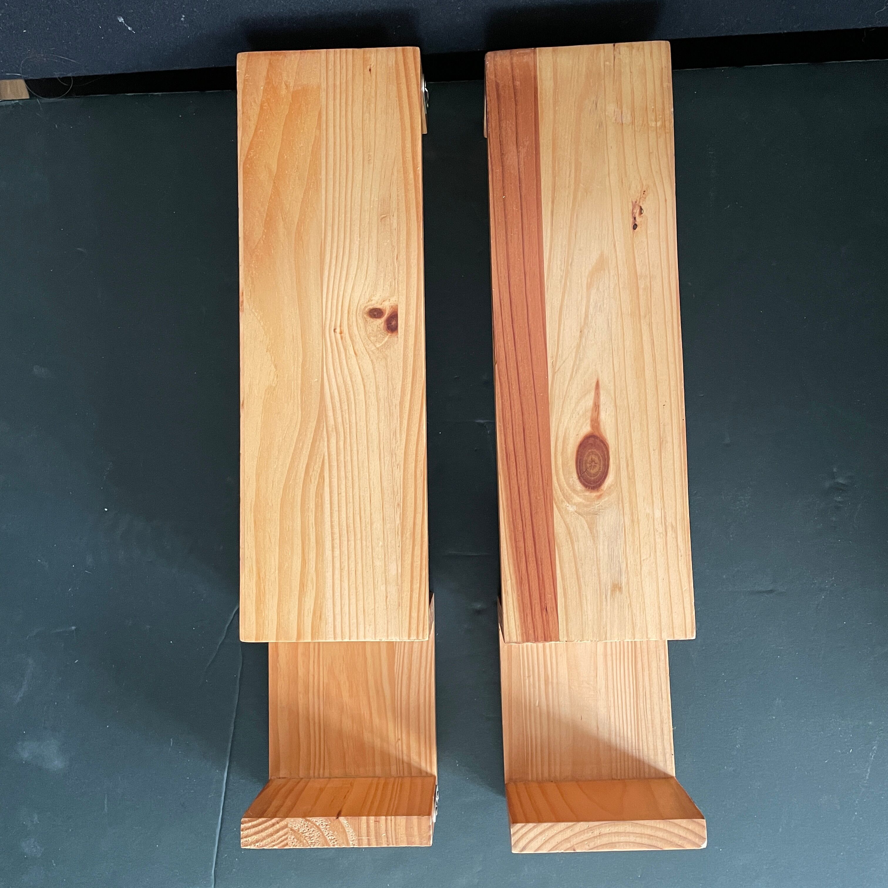 Pair wooden wall shelves 1970