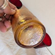 6 vintage glasses Lever France amber and ruby from the 1970s