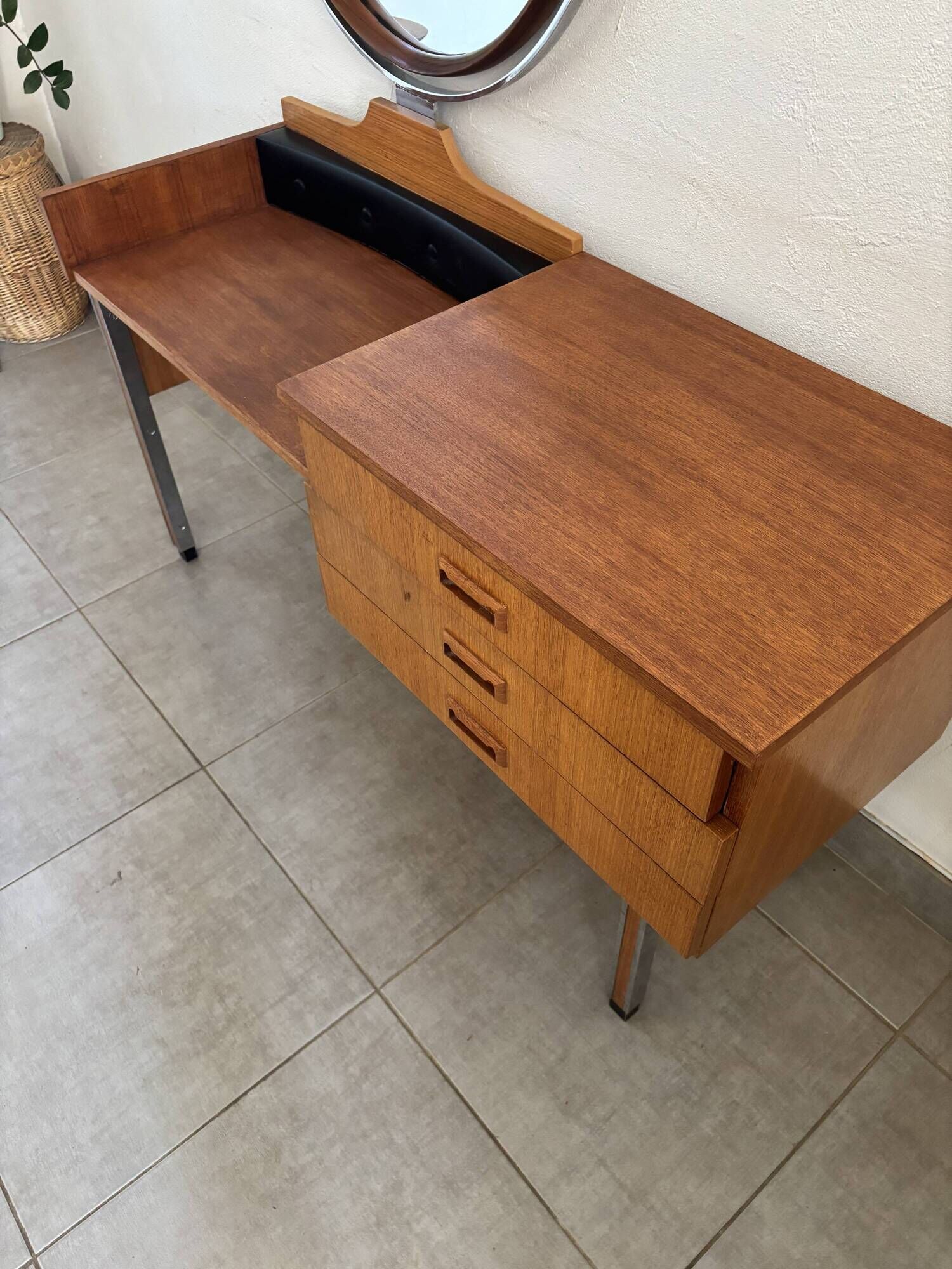 Coiffeuse scandinave vintage en teck, années 60