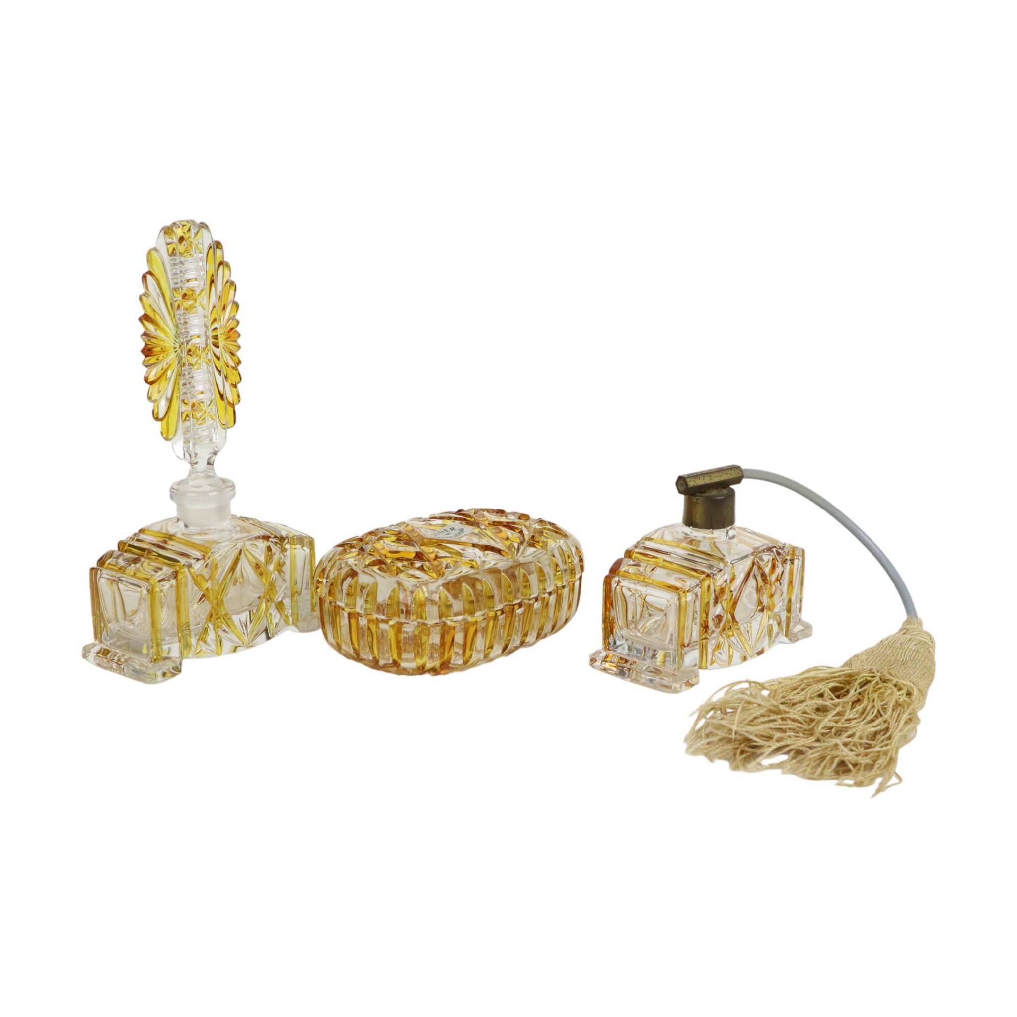 Ensemble de toilette parfum ambre cristal de plomb Buder Allemagne