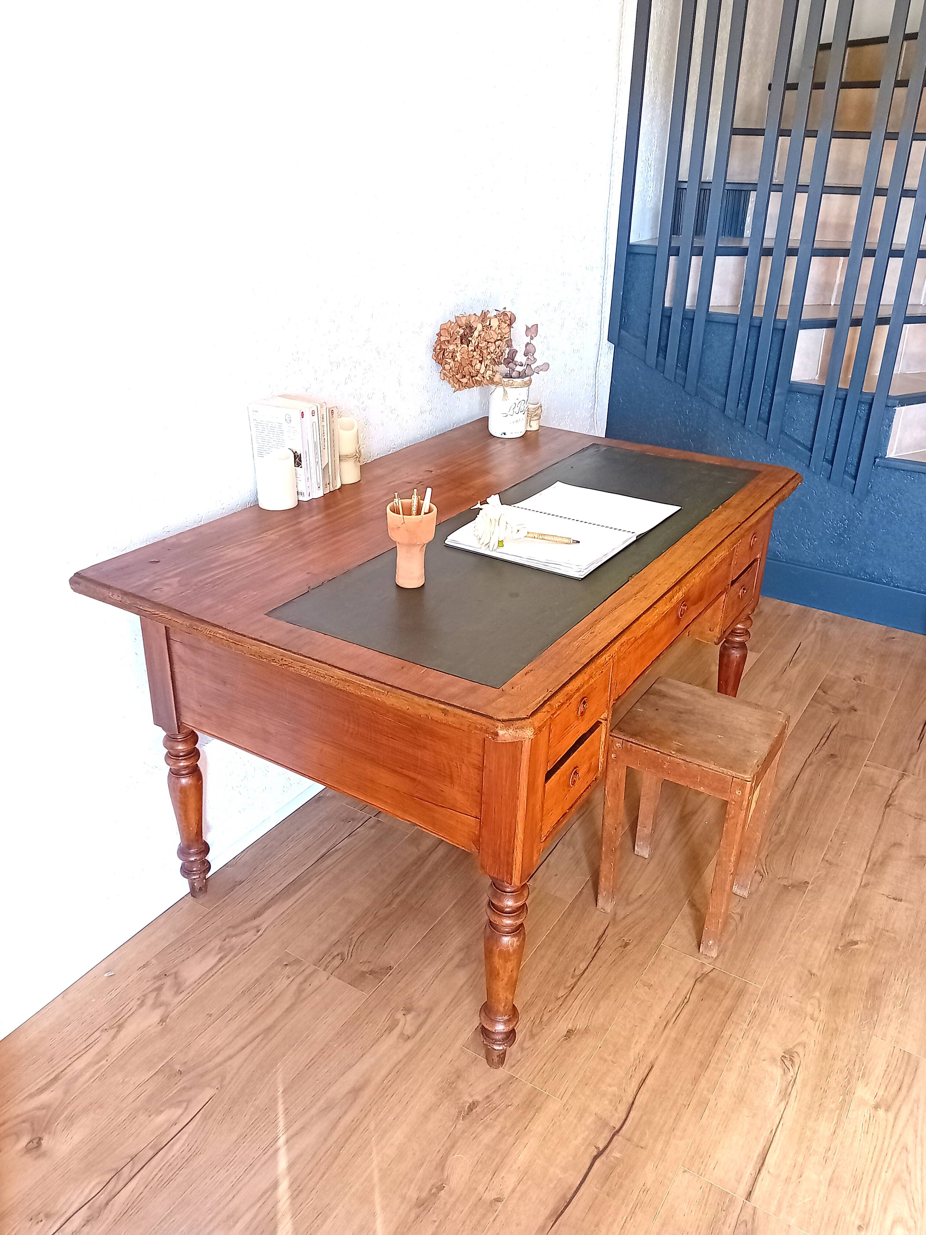 Grand bureau bois & cuir