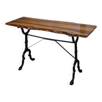 Brutalist walnut top bistro table