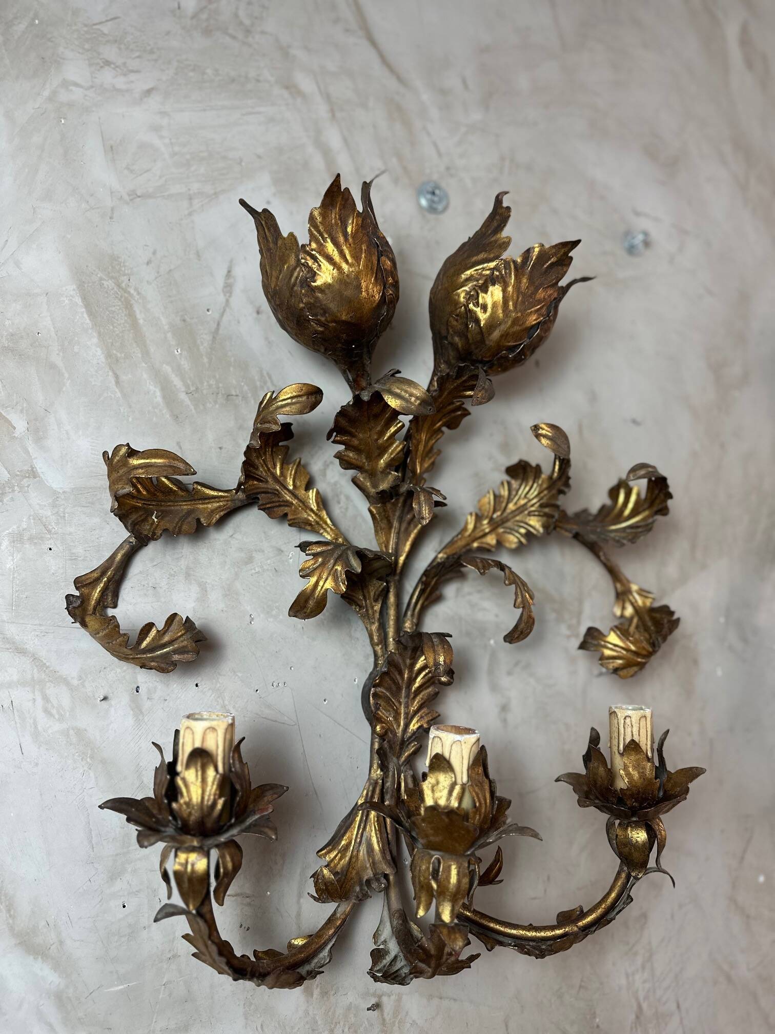 Pair of brass wall lights