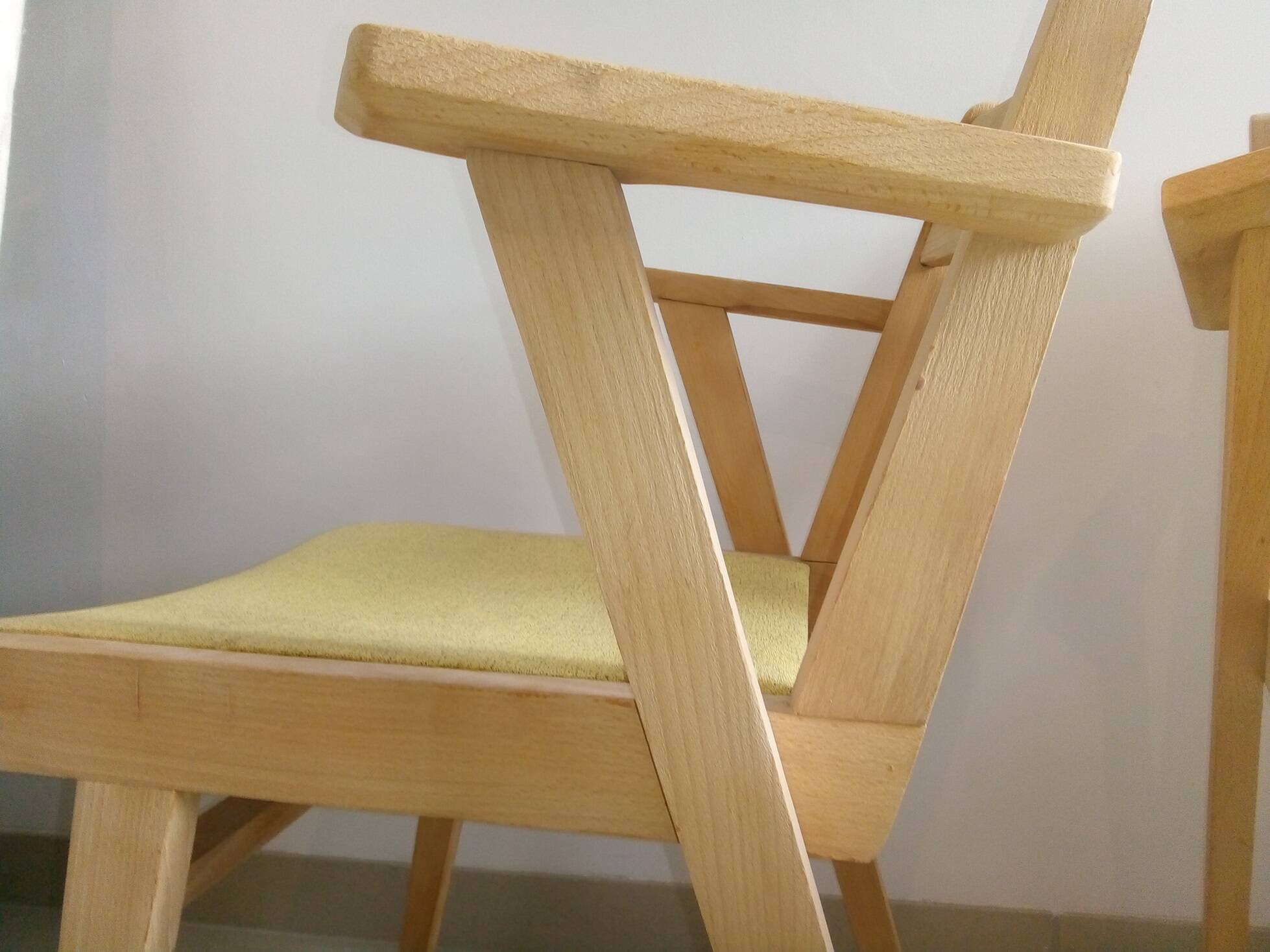 Pair of vintage 1950 sandblasted bridge armchairs