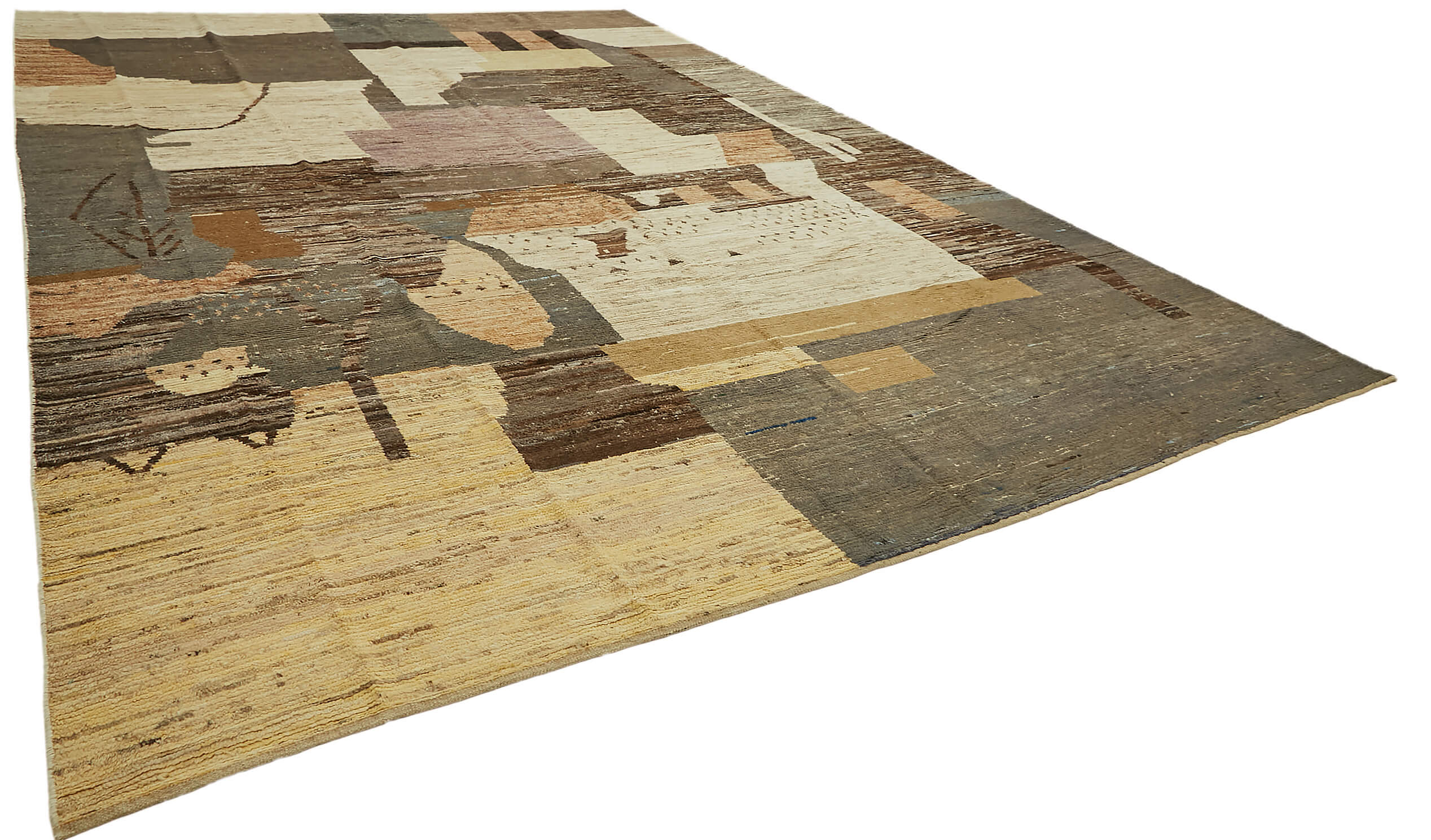 Handmade Tribal Decorative 374 cm x 523 cm Beige Wool Carpet