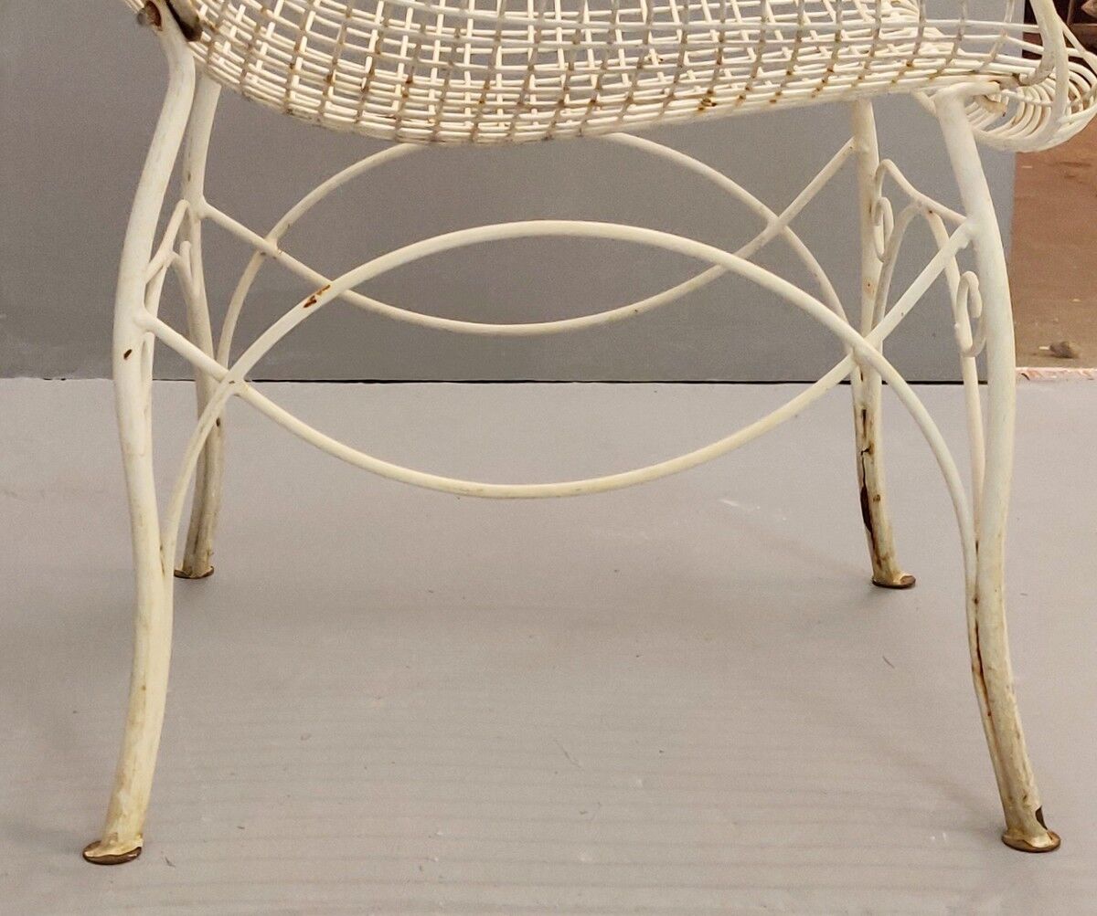 pair of garden chairs in forged iron painted 1950