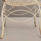pair of garden chairs in forged iron painted 1950