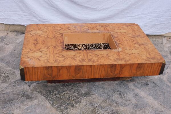 Table basse en loupe d'orme Alveo Willy Rizzo vintage