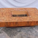 Table basse en loupe d'orme Alveo Willy Rizzo vintage