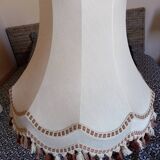 Vintage XXL pagoda lampshade with ecru fabric headband and fringes