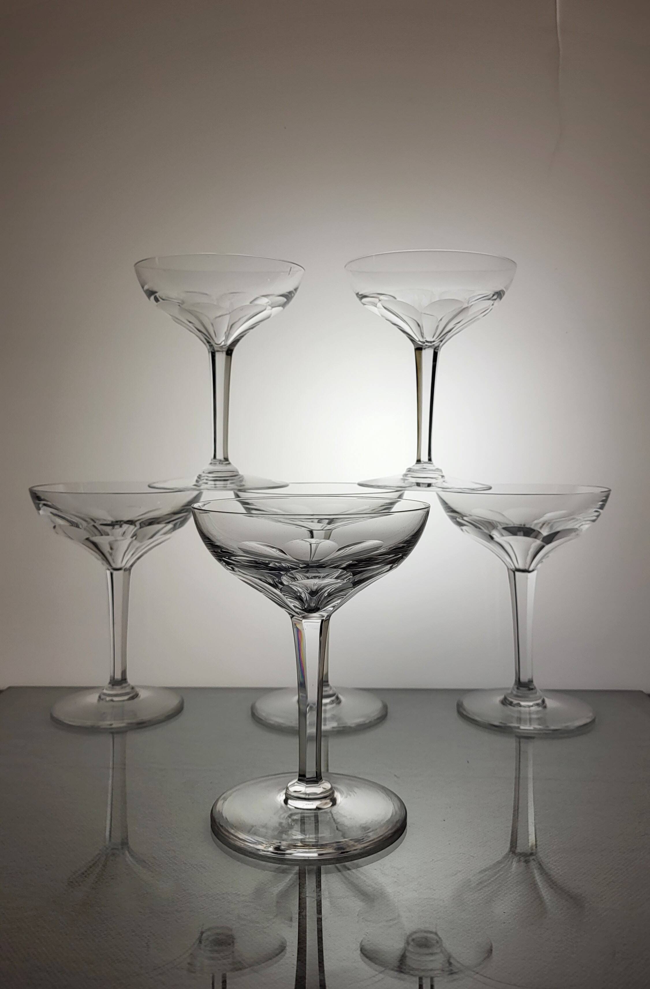 6 Val Saint Lambert crystal champagne glasses, Nestor model