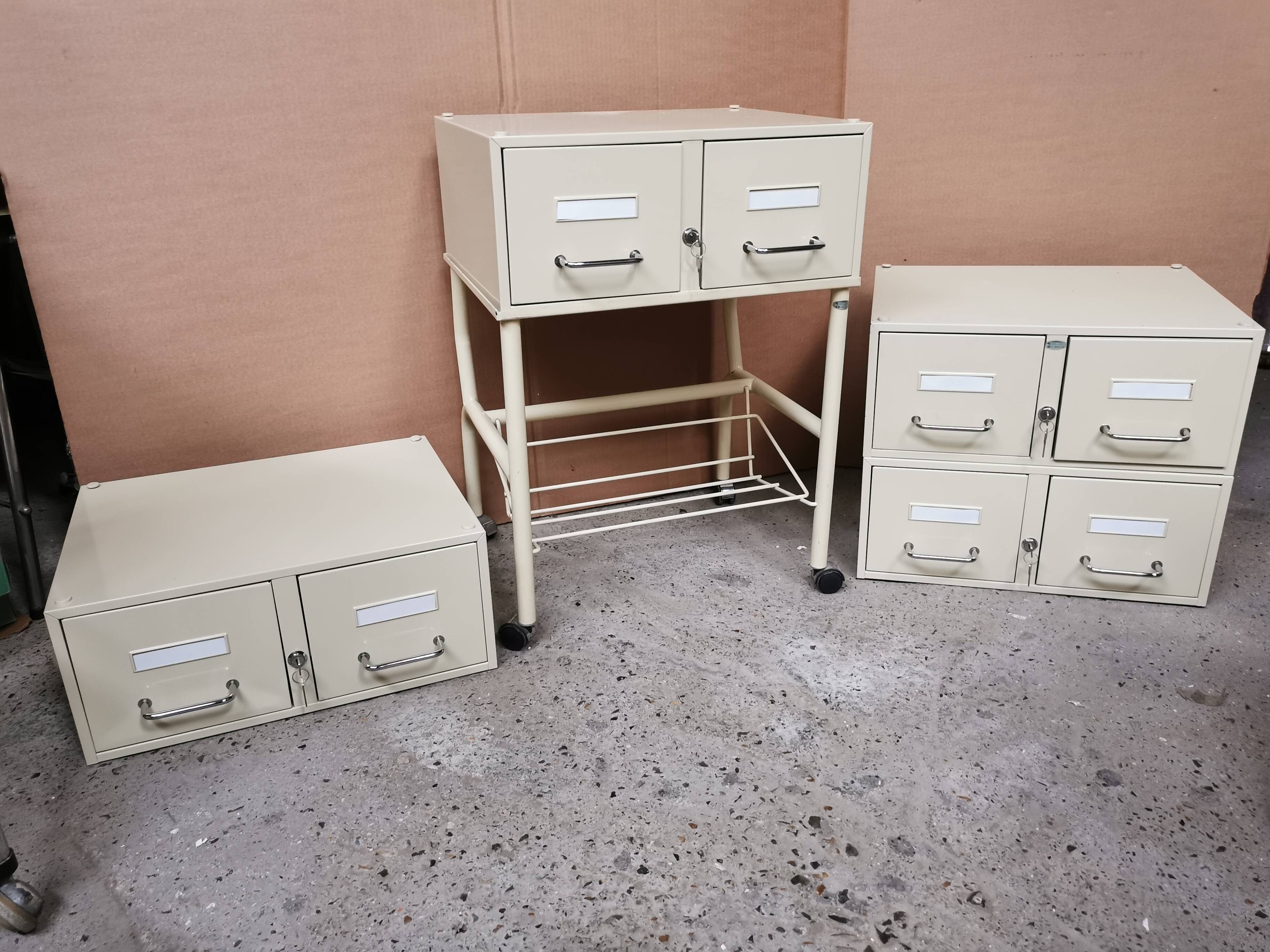 Vintage storage unit, 8 lockers, industrial design in metal