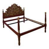 Carved solid wood double bed