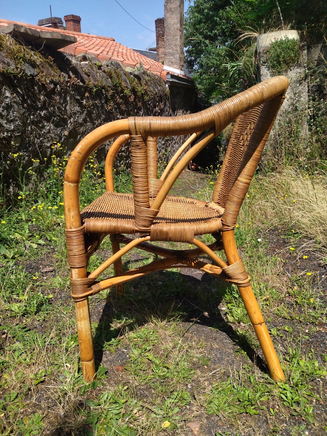 Adult chair wicker and bamboo