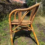 Adult chair wicker and bamboo