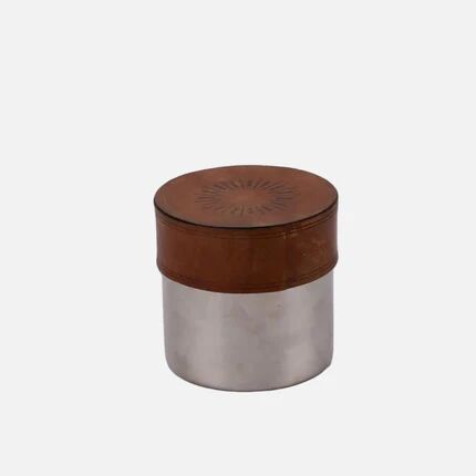 Vintage pot in stainless steel and leather Grasoli