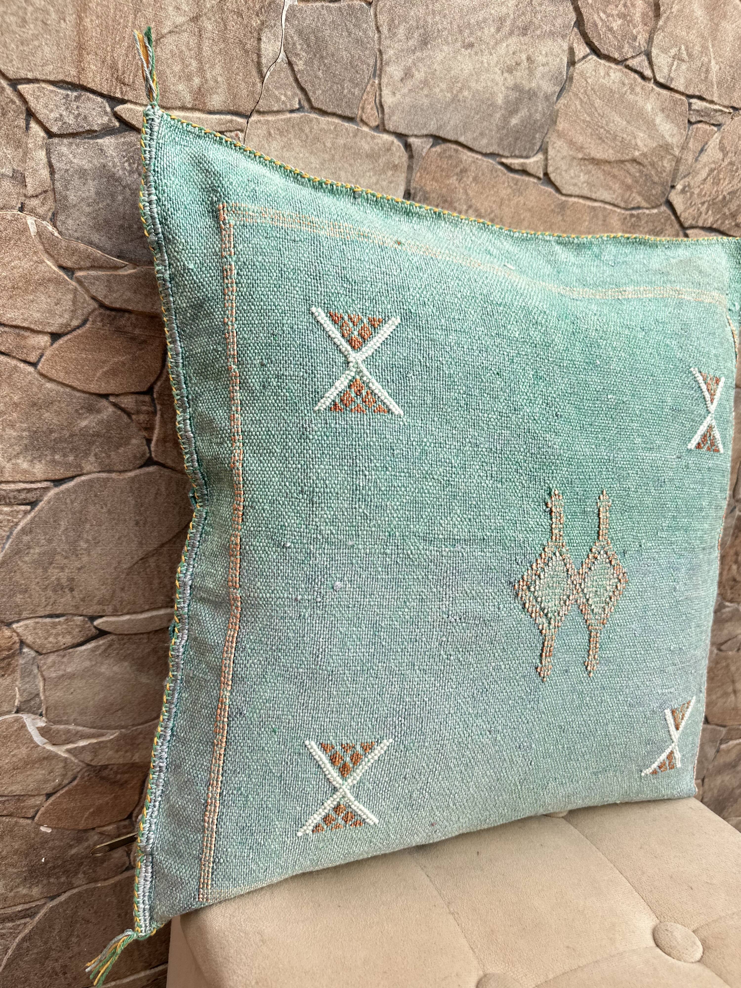 Silk cactus cushion cover: Handwoven Moroccan Sabra cushion.